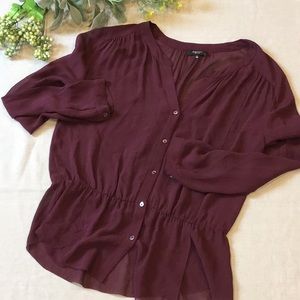 Babaton 100% Silk Blouse Medium Burgundy Wine🍷